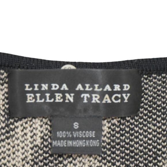 Linda Allard Ellen Tracy Geometric Knit Sleeveless Top Beige Black Size S - Picture 3 of 4